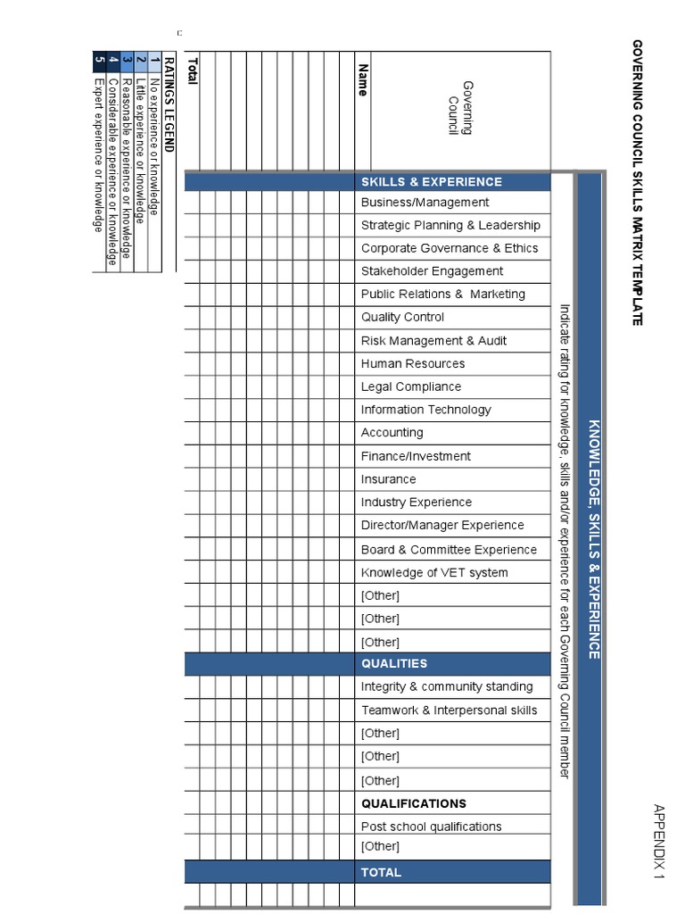 Skills Matrix Template PDF Corporate Governance Accountability