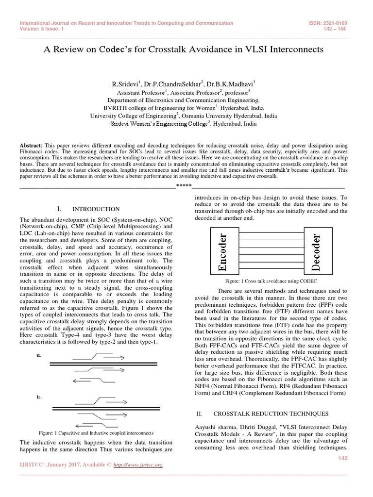Crosstalk Avoidance Techniques in VLSI | PDF | Codec | Error Detection ...