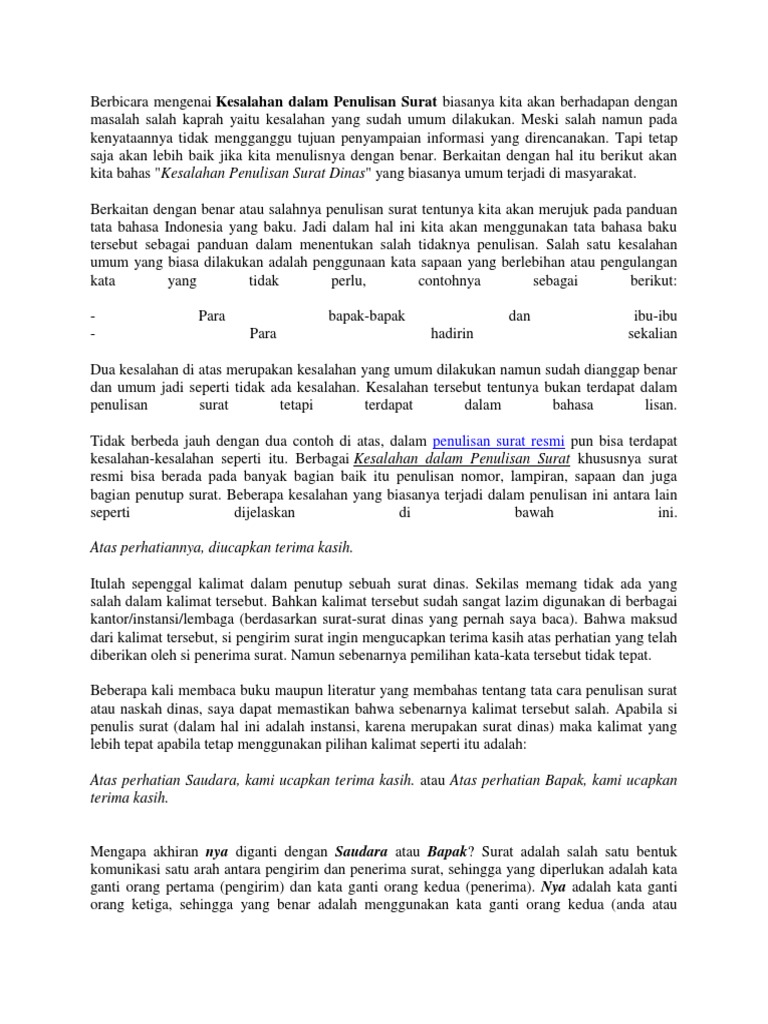 Contoh Surat Dinas
