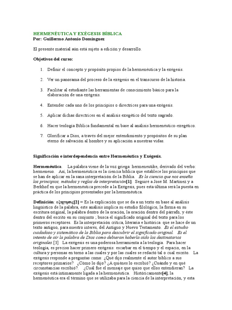 Hermeneutica Y Exegesis Biblica Importante