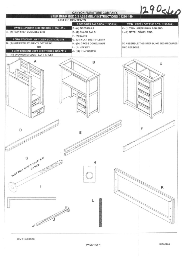 Canyon Furniture Company Step Bunkbed (Model 1290160) PDF
