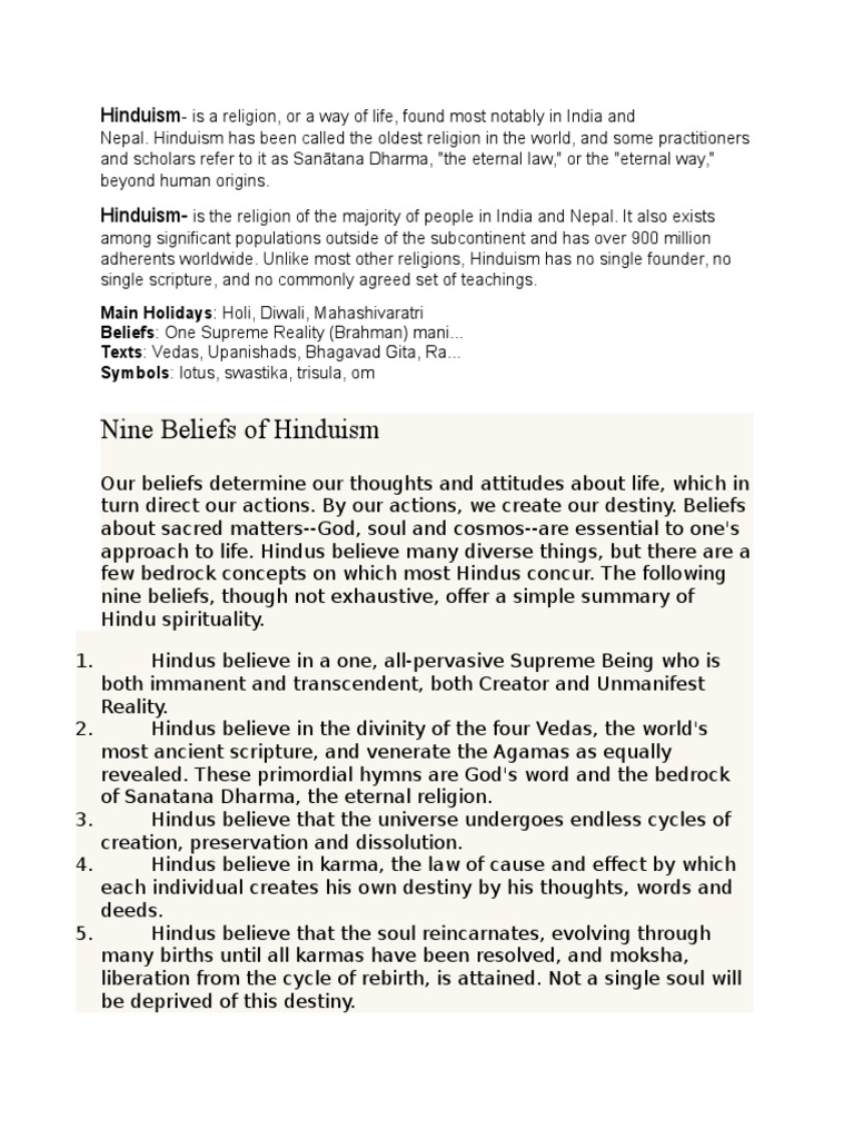 hinduism short essay
