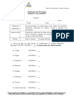 Evaluación Tecnología Unidad 1 Uso de Word