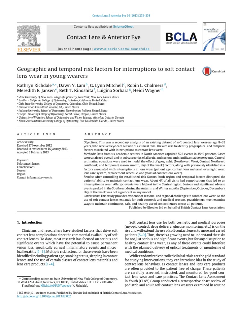 Contact Lens & Anterior Eye PDF Contact Lens Ophthalmology