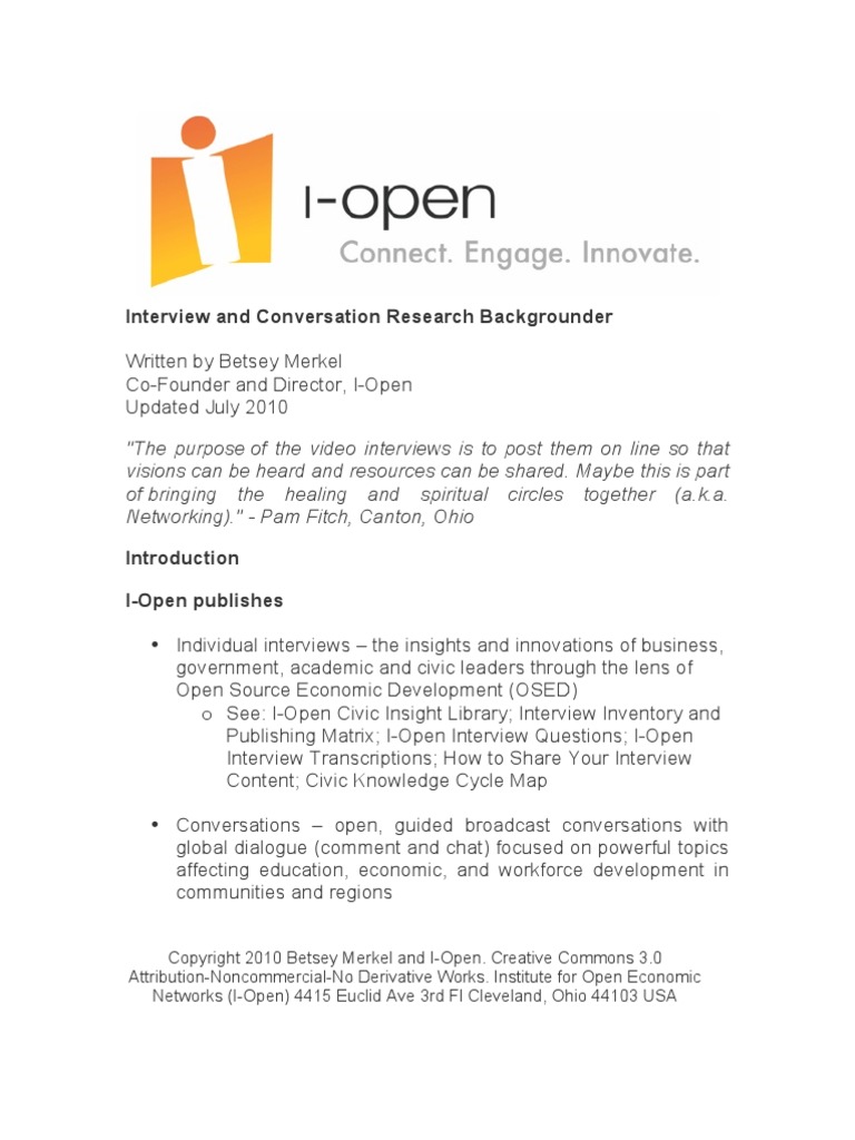 I-Open Interview Backgrounder | PDF | Entrepreneurship | Economic ...
