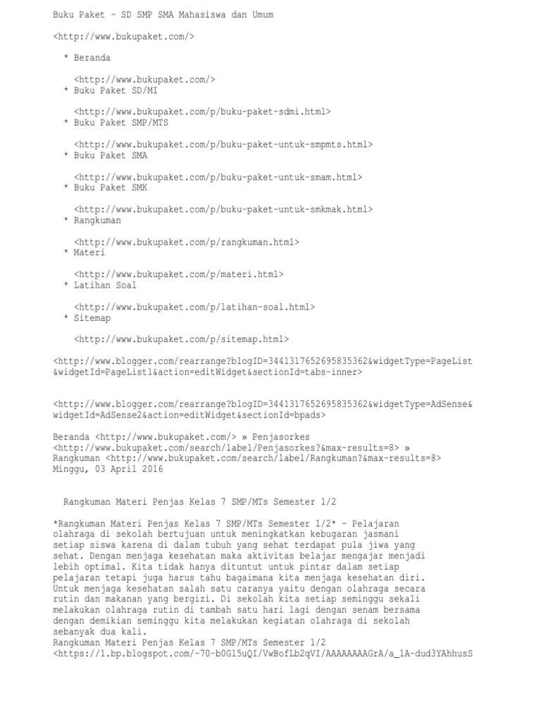 Rangkuman Materi Penjas Kelas 7 Smp Mts Semester 1 2