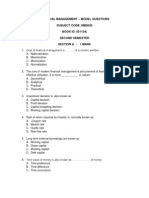 Financial Management - Model Questions Subject Code: Mb0045 BOOK ID: (B1134) Second Semester Section A - 1 Mark