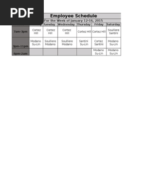 employee schedule