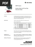 OEM Products Isolation Switch With Fuse Clips Instruction Sheet