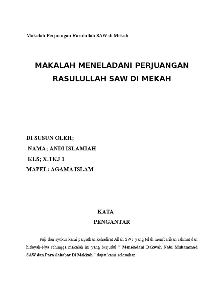 Makalah Agama Islam Kelas X Semester 1