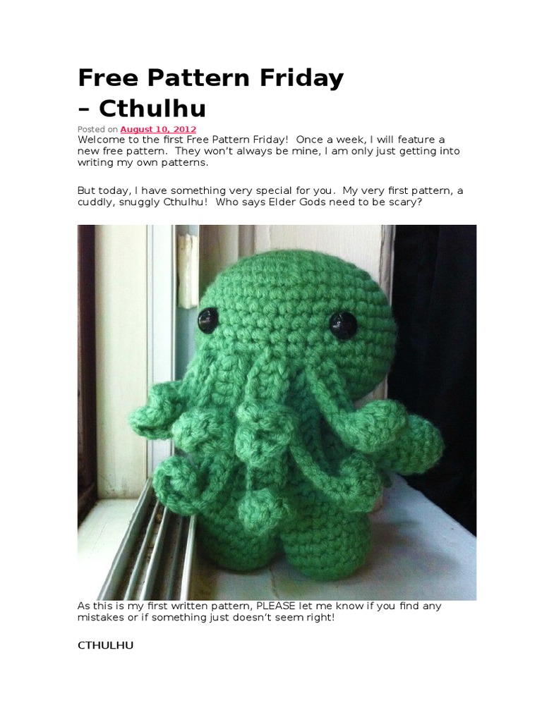 Cthulhu Crochet Pattern | Crochet | Works Of Art | Free 30-day Trial