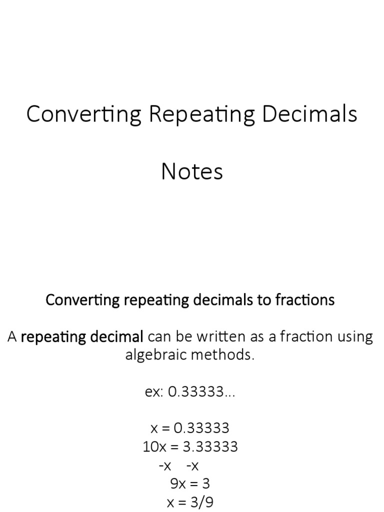 Convert Repeating Decimals to Fractions | PDF | Computers