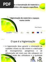 Higienização de espaços e materiais