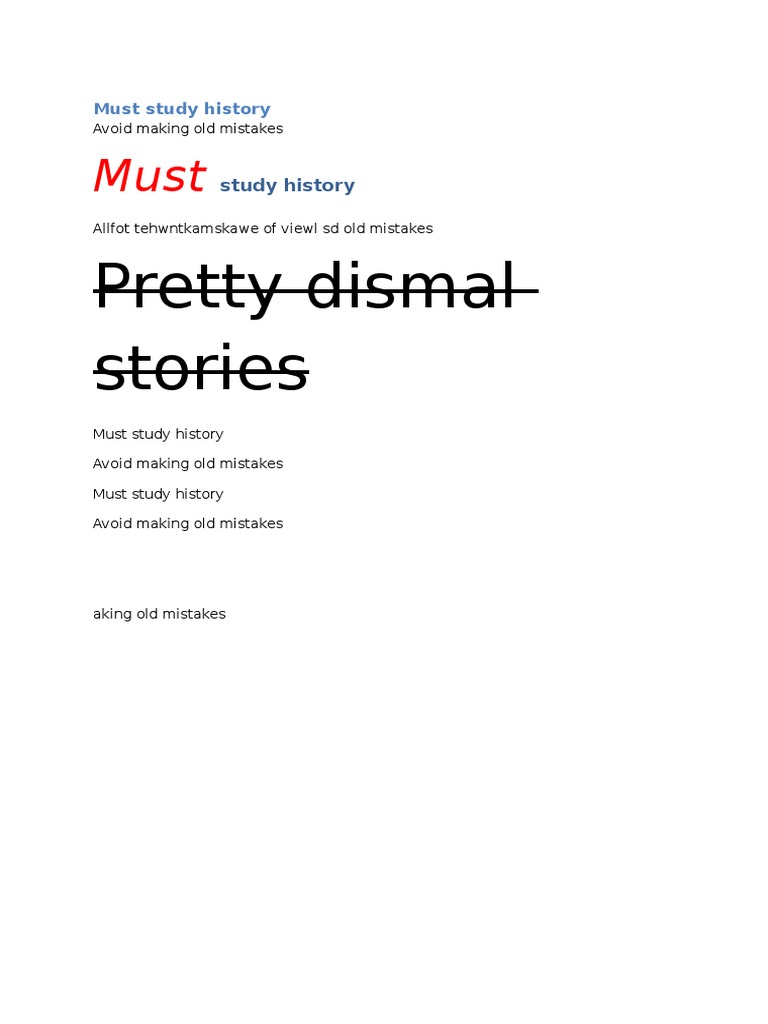Pretty Dismal Stories Study History PDF