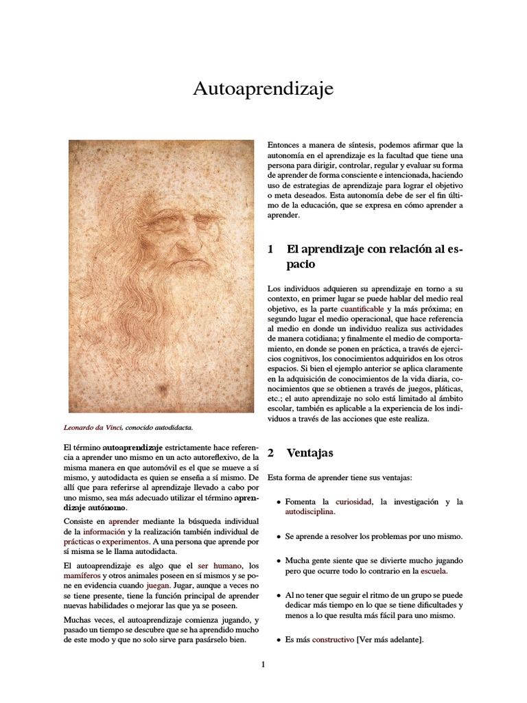 Autoaprendizaje: Clave del Aprendizaje Autónomo | PDF | Aprendizaje ...
