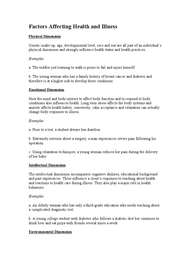 Factors Influencing Health and Illness | PDF | Sympathy | Relaxation ...