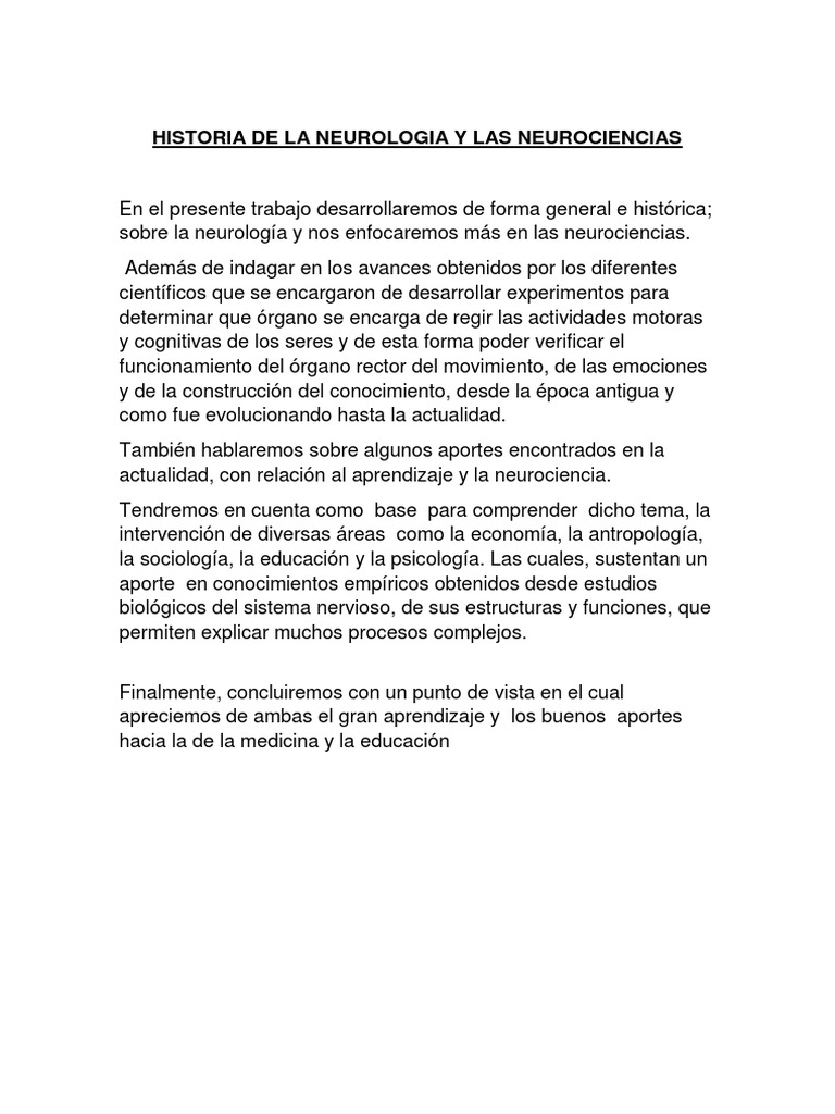 Historia de La Neurologia y Las Neurociencias | PDF | Neurociencia ...