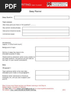 Academic Writing Essay Planner