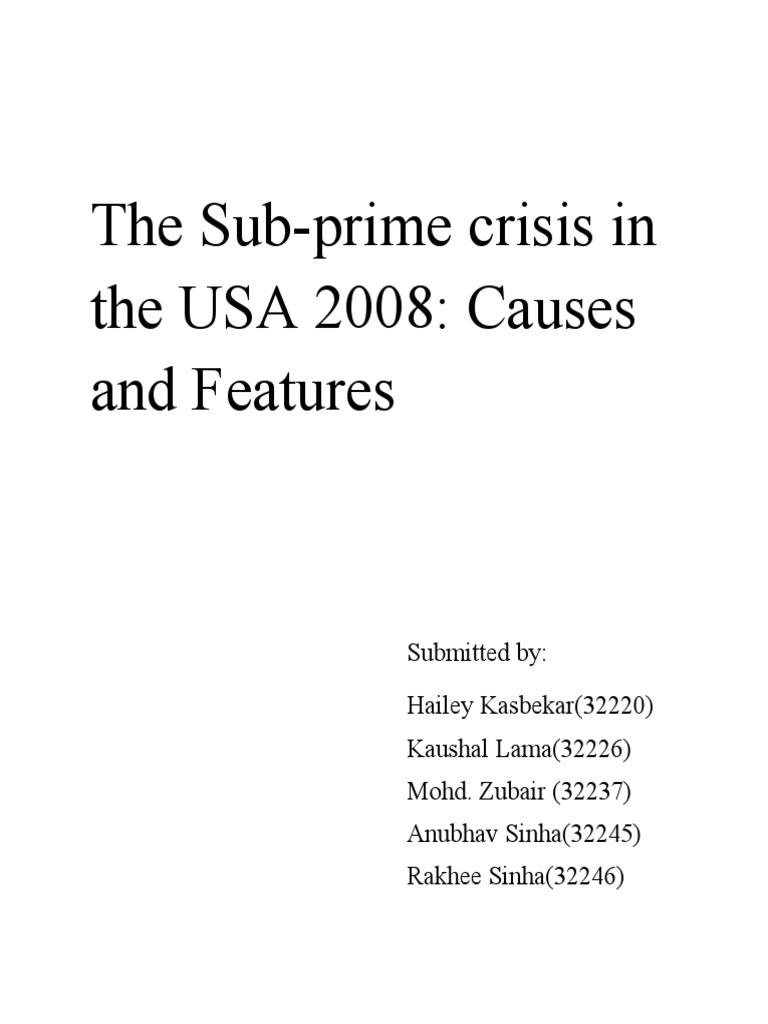 Causes of the 2008 Subprime Crisis | PDF | Subprime Lending | Loans