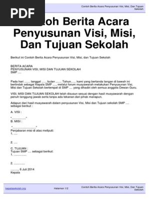 Download Contoh Berita Acara Penyusunan Visi Misi Dan Tujuan