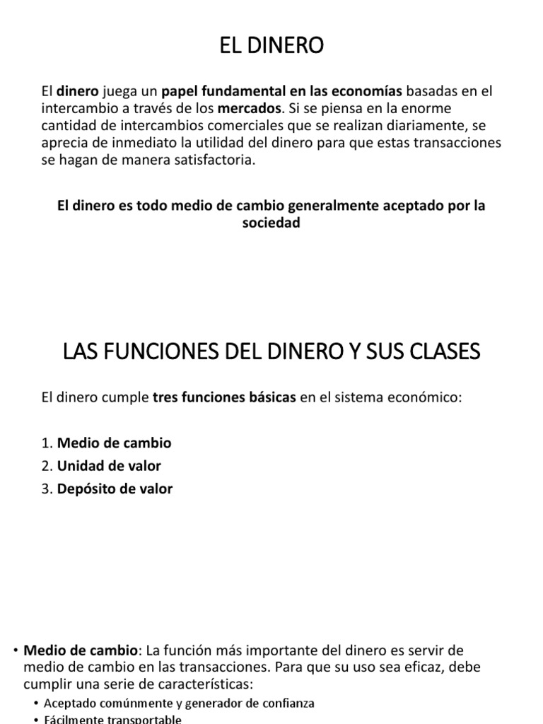 Funciones y Conceptos del Dinero | PDF | Finanzas y dinero