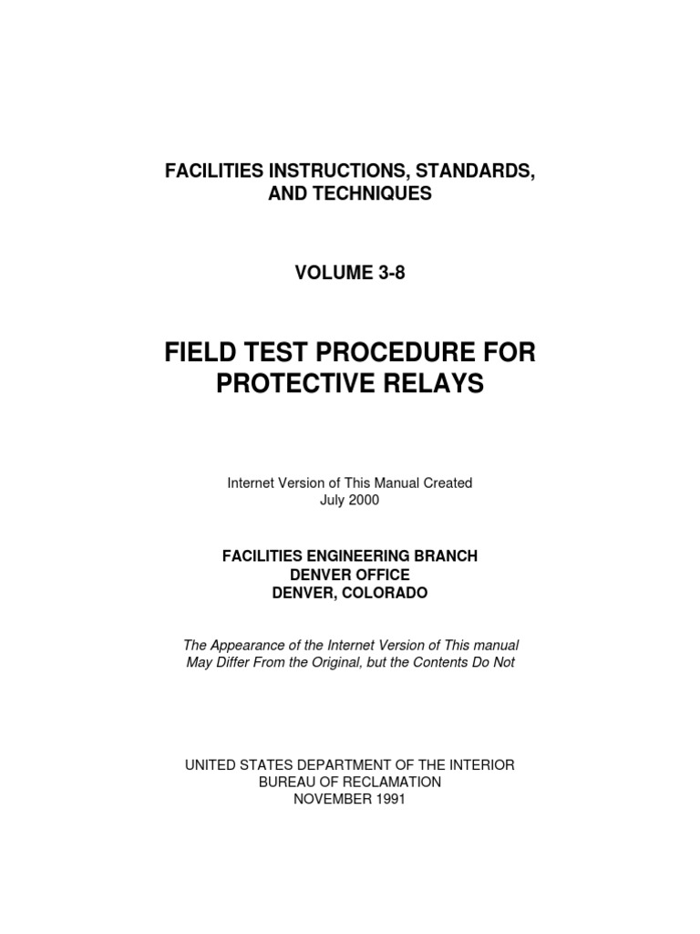 Field Test Procedure for Protective Relays.pdf Relay Switch