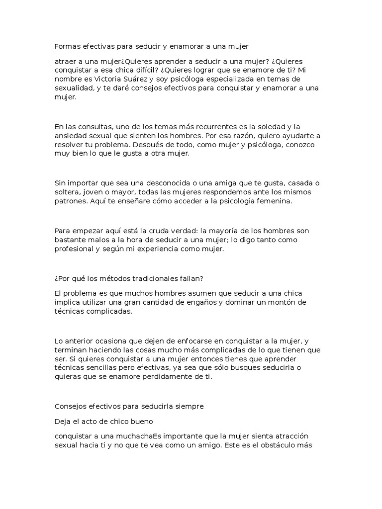 Consejos para seducir y enamorar mujeres | PDF | Mujer | Confianza ...