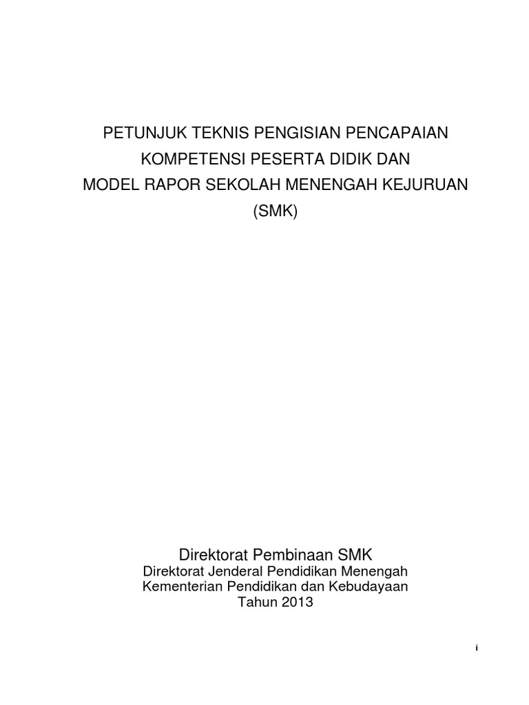 Juknis Dan Format Rapor Kurikulum 2013 SMK | PDF | Karier ...