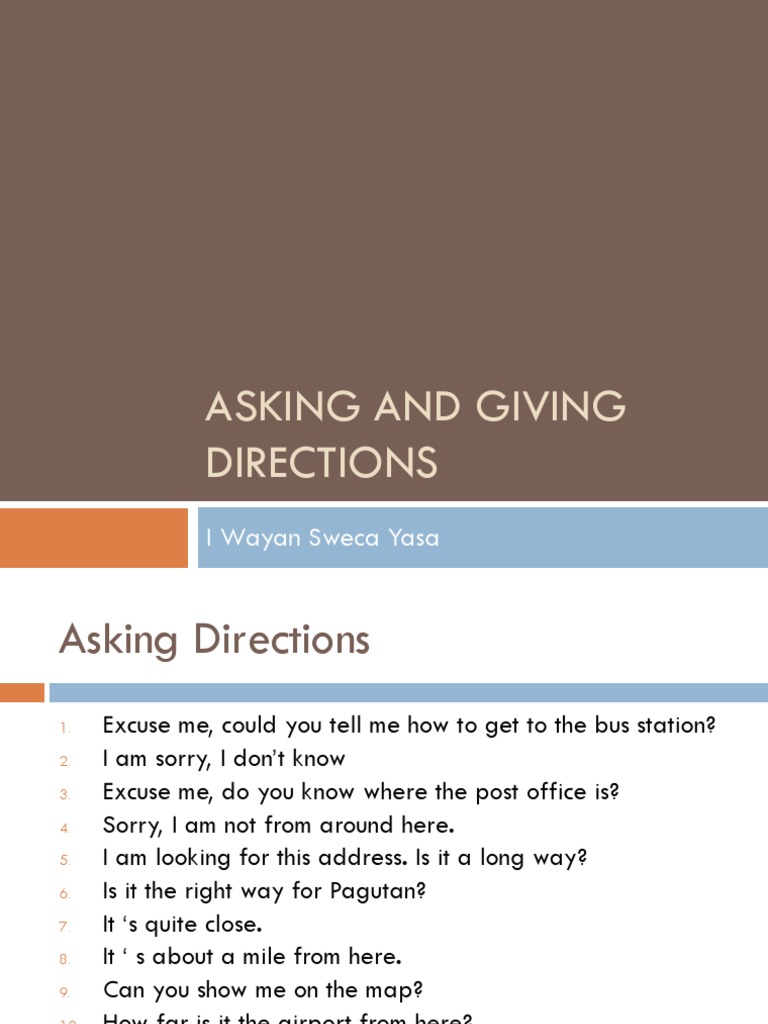 Asking and Giving Directions Guide | PDF | Road Transport | Transport