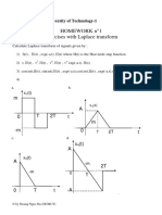 Laplace Transforms of Signals for Process Control Homework