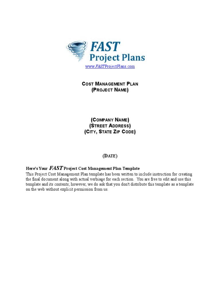 Project Cost Management Plan Template | PDF | Project Management ...