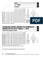 Collar Eyebolts BS 4278: TABLE 1 1984 HW 410 Coarse Threads