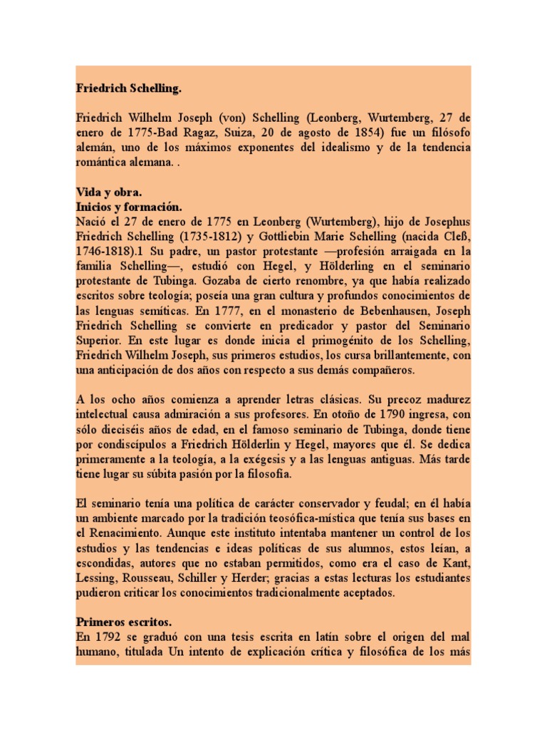 Friedrich W. J. (Von) Schelling (17751854) Epistemología Ciencia