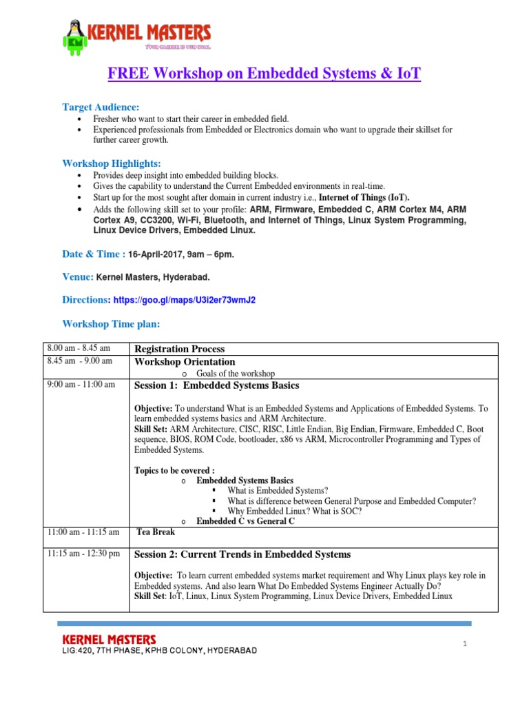 Free Embedded Systems & IoT Workshop | PDF | Internet Of Things ...