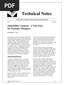 Crosby - Stakeholder Analysis A Vital Tool For Strategic Managers