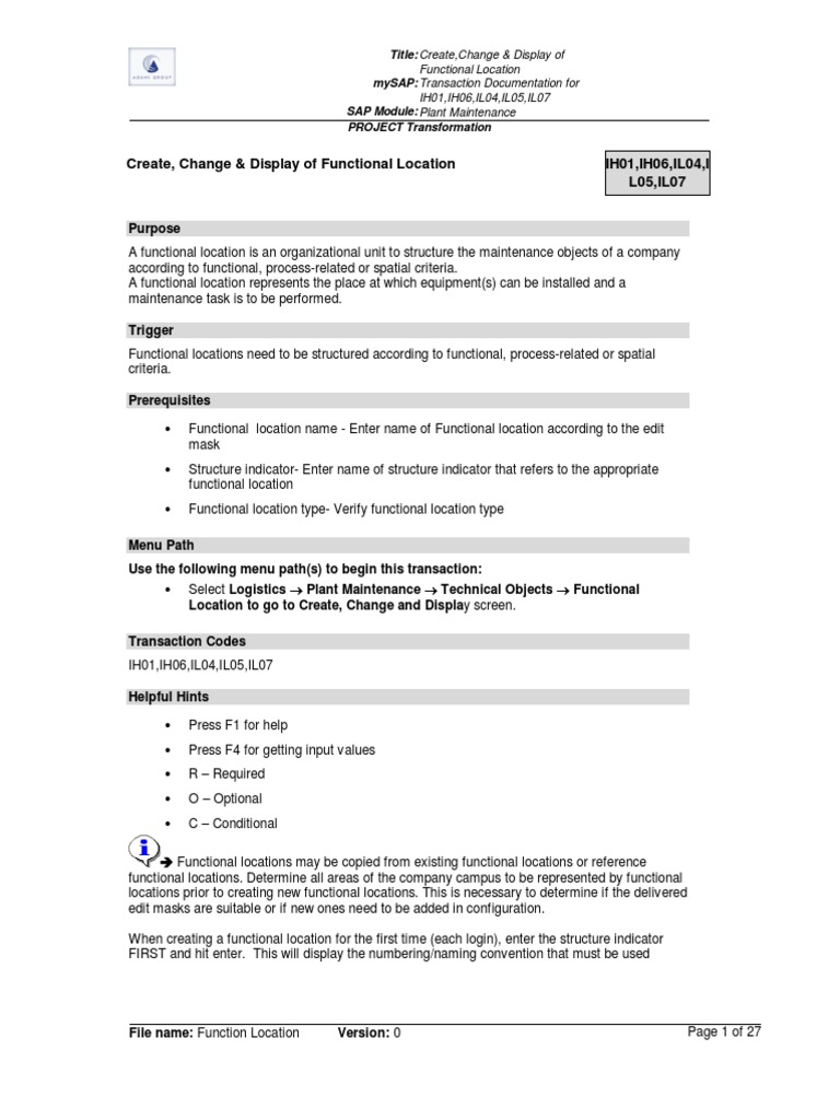 Functional Location Management in SAP | PDF | Icon (Computing) | C ...