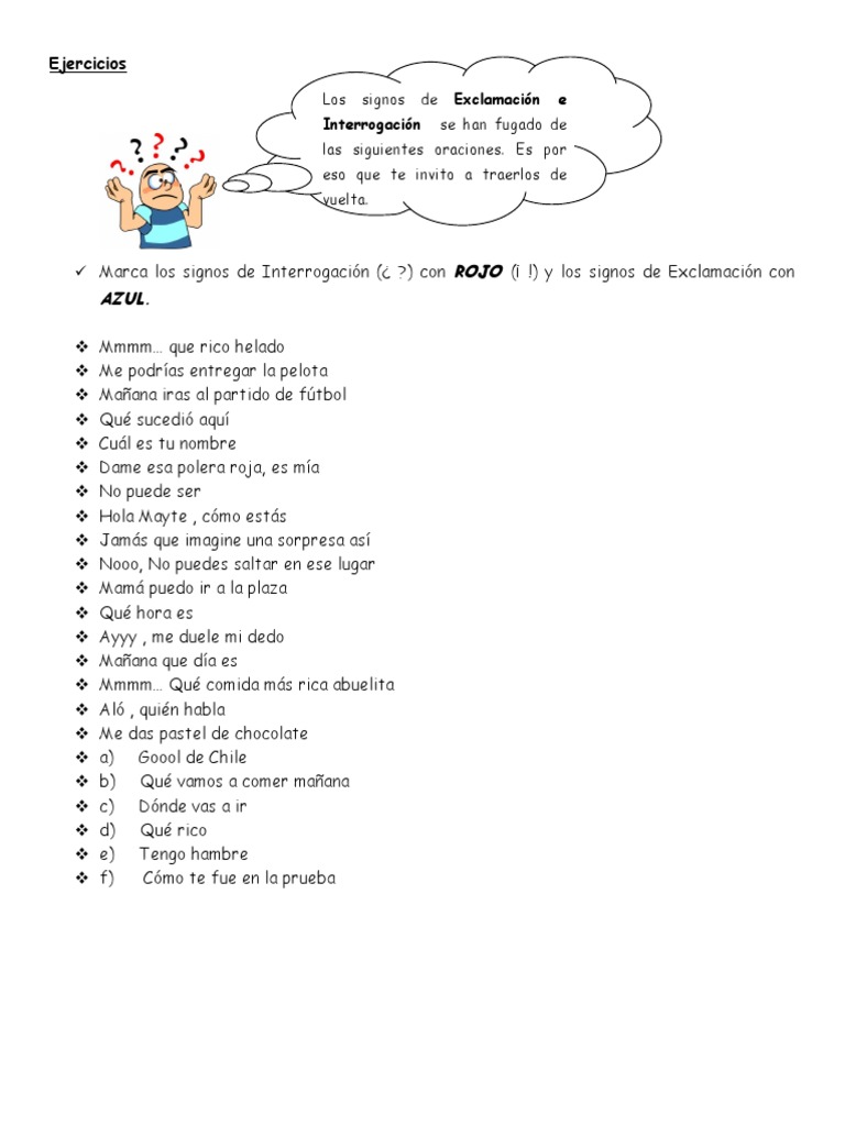 Ejercicios Signos de Exclamacion