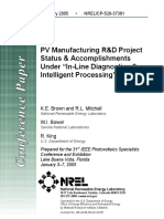 PV Manufacturing R&D Project Status & Accomplishments Under "In-Line Diagnostics & Intelligent Processing"