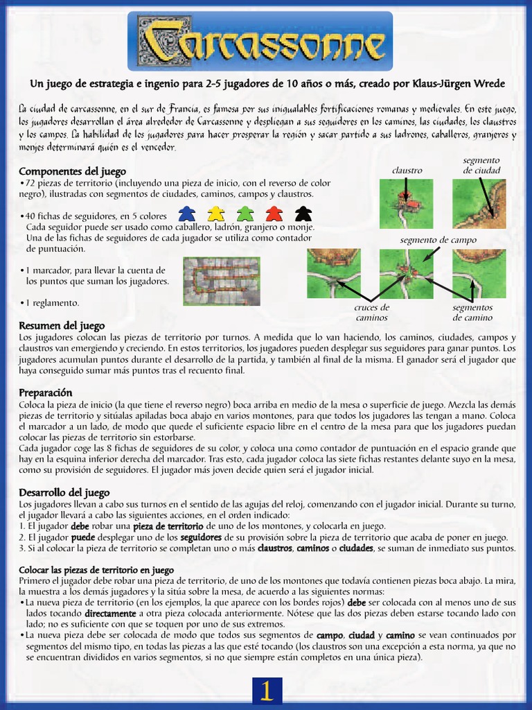 Carcassonne + Expansiones 1 y 2 | Rojo | Azul