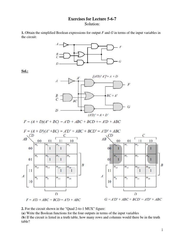 Combinational Circuit Design Exercises | PDF | Digital Electronics ...