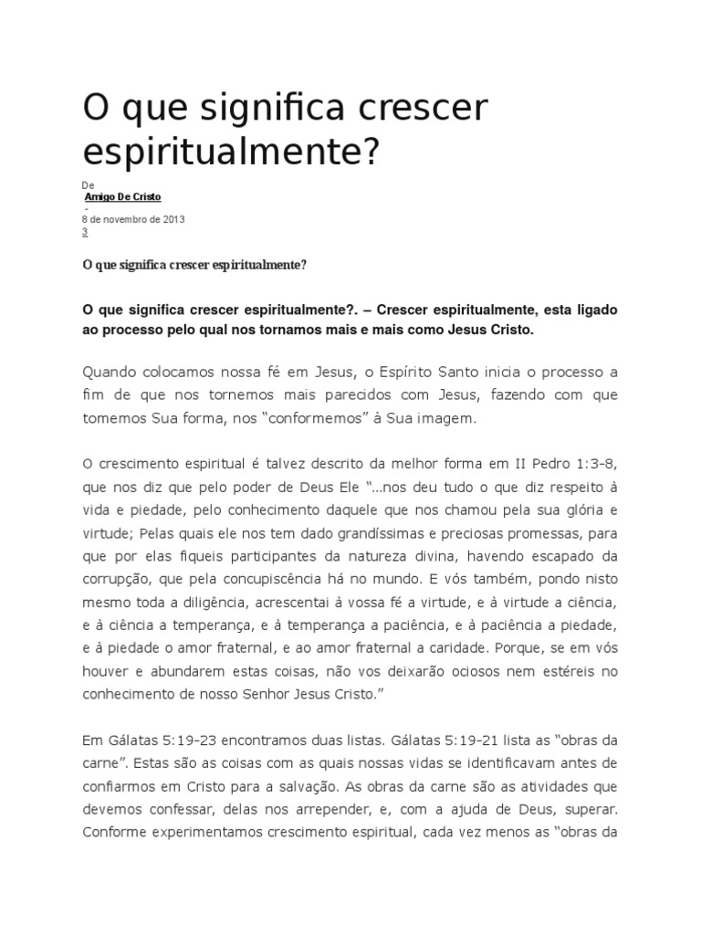 O Que Significa Crescer Espiritualmente | PDF | Salvação | Jesus