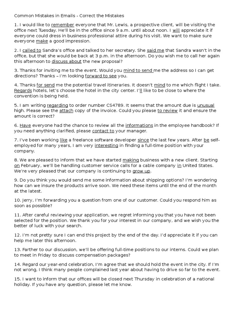 Common Email Mistakes to Avoid | PDF | Business | Business (General)