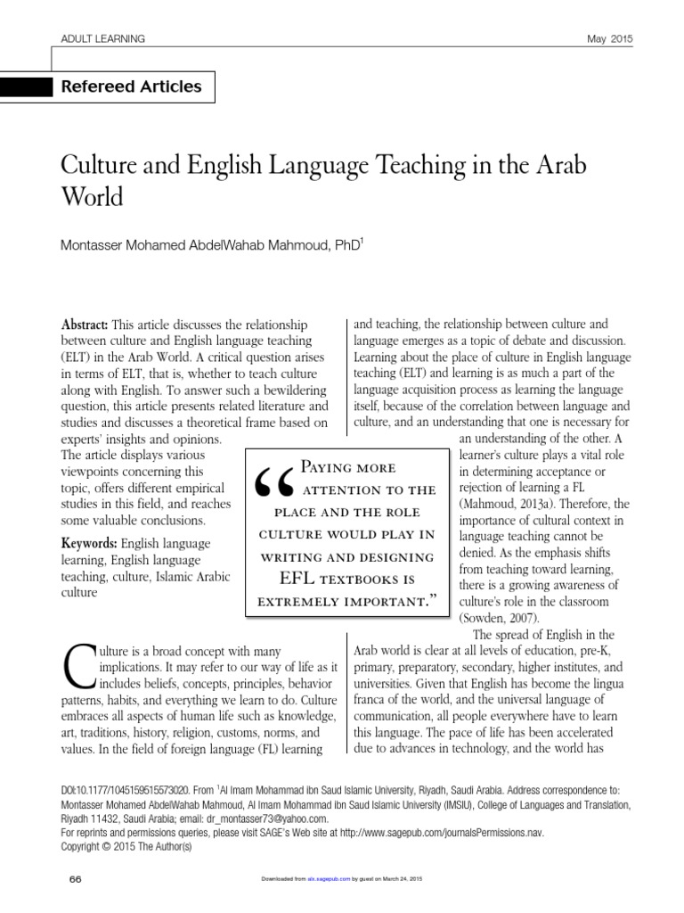 Culture and English Language Teaching in PDF | PDF | English As A ...