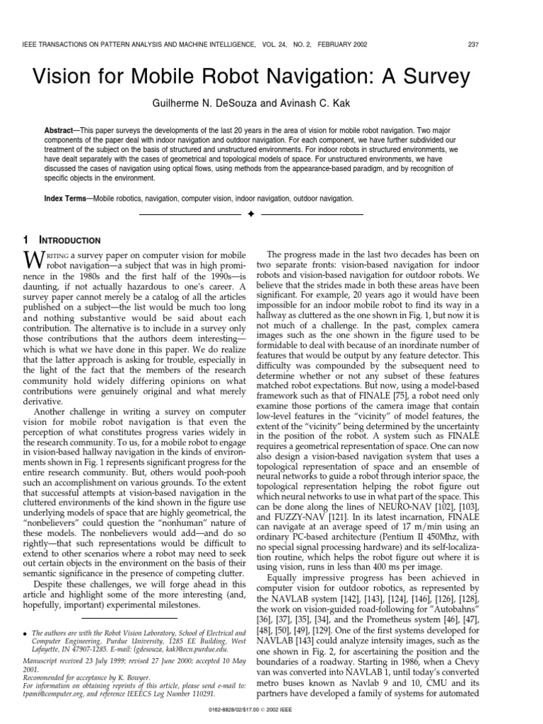 Mobile Robot Vision Navigation Survey | PDF | Kalman Filter | Covariance