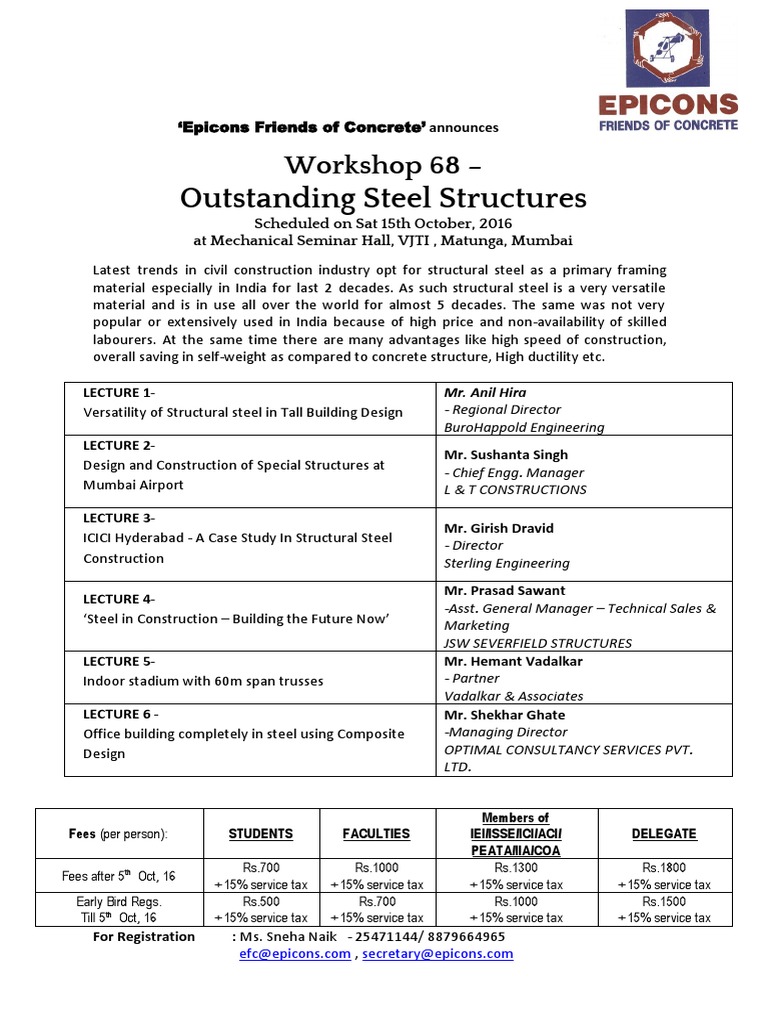 Workshop on Steel Structures in Mumbai | PDF | Industries | Engineering