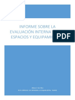 Informe Sobre La Evaluación Interna de Los Espacios y Equipamientos.