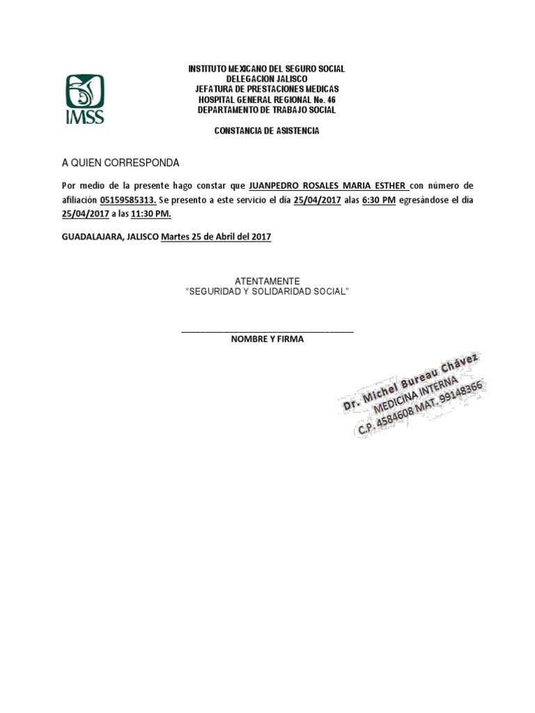 Justificante Imss 2 | PDF