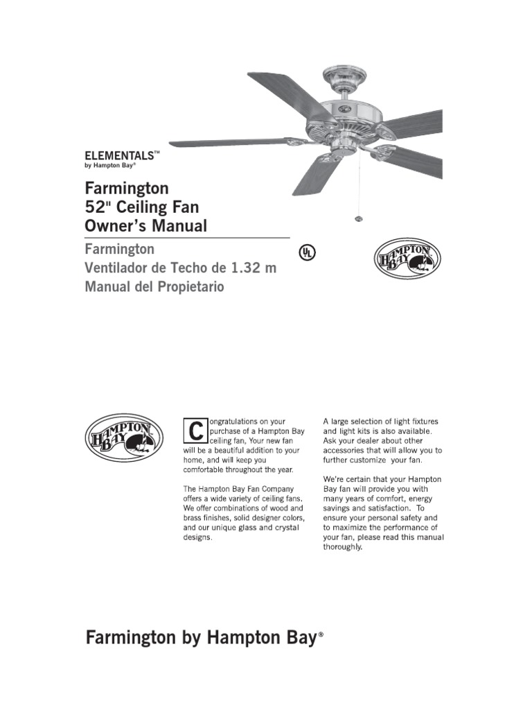 Manual Hampton Bay Ceiling Fan Mechanical Fan Electrical Connector