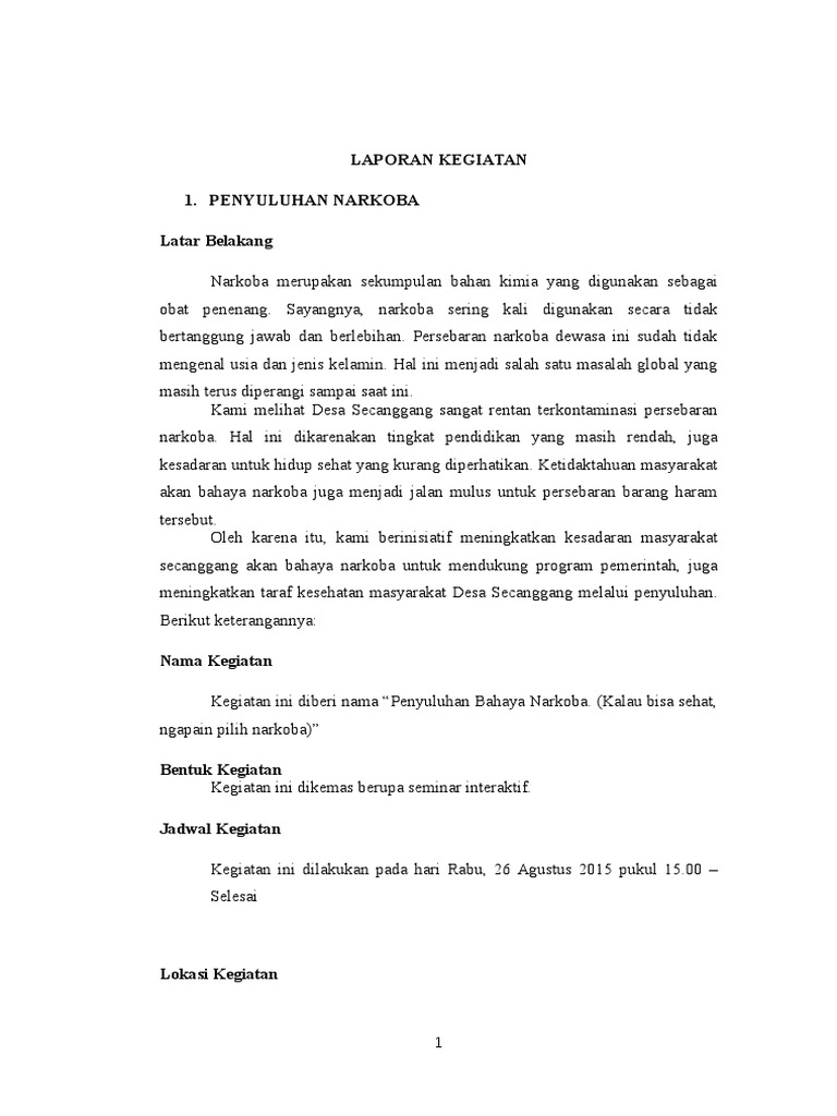 Contoh Laporan Kegiatan Secanggang