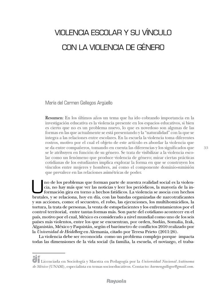 Violencia en La Escuela y de Genero | PDF | Hombre | Masculinidad